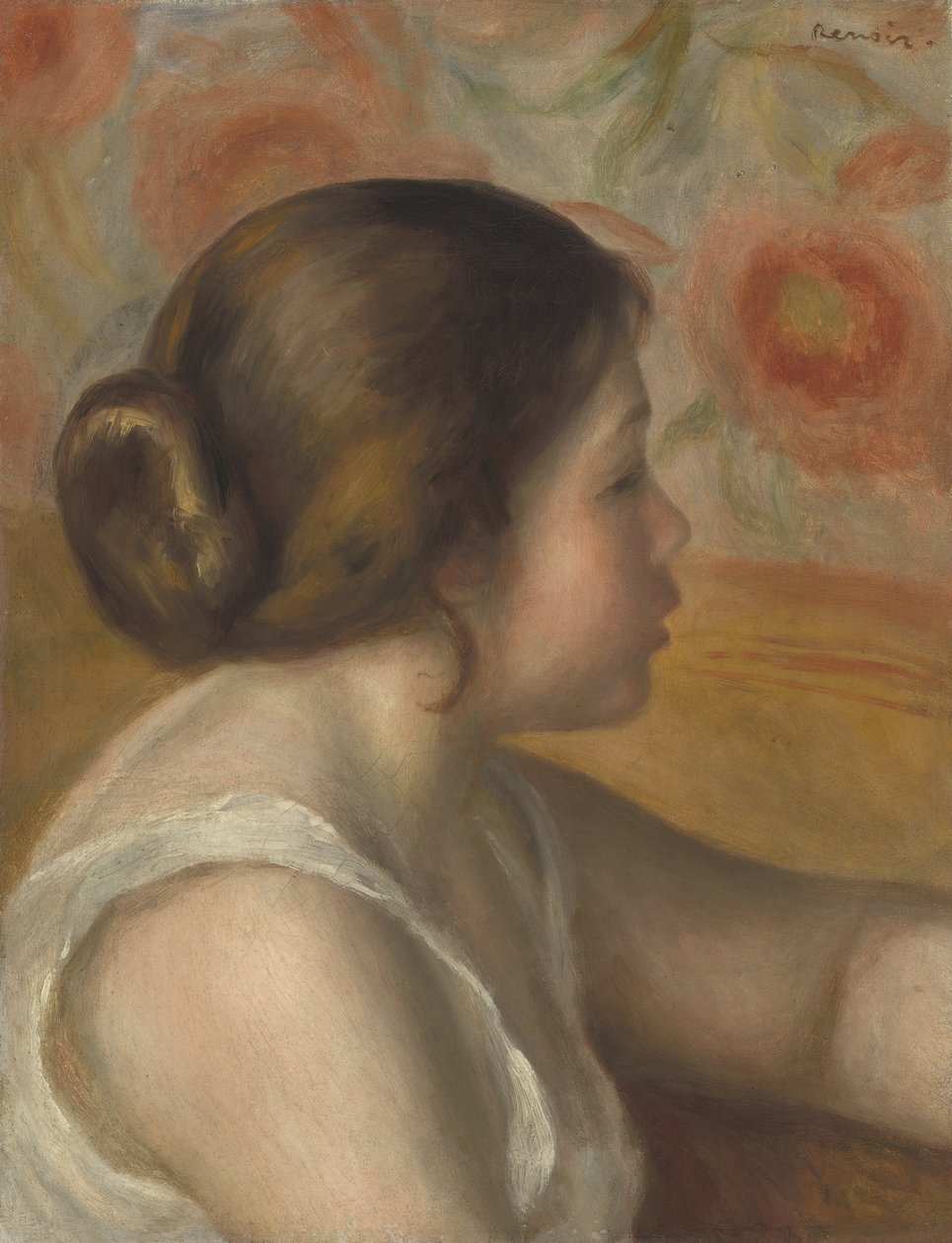 Hoved af en ung pige, ca. 1890 af Pierre Auguste Renoir