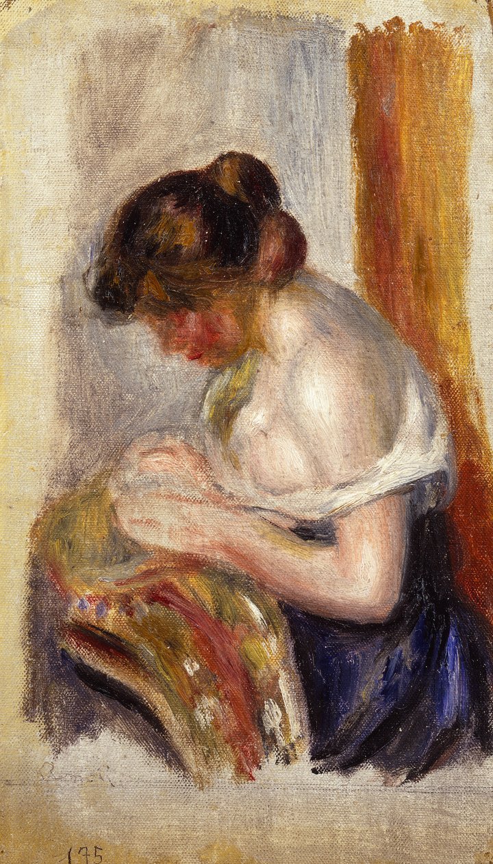 La Couseuse (olie på lærred) af Pierre Auguste Renoir