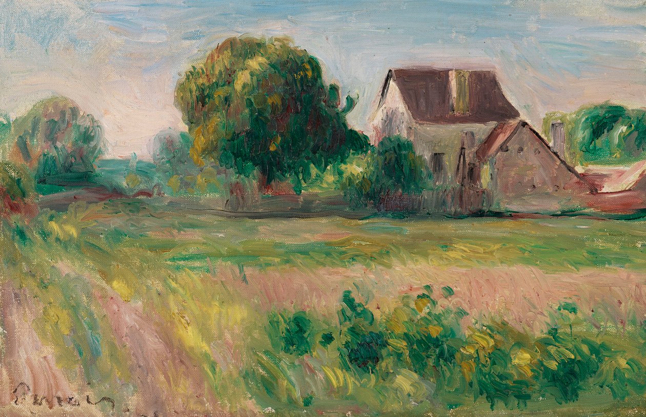 Huse i Essoyes, ca. 1890. af Pierre Auguste Renoir