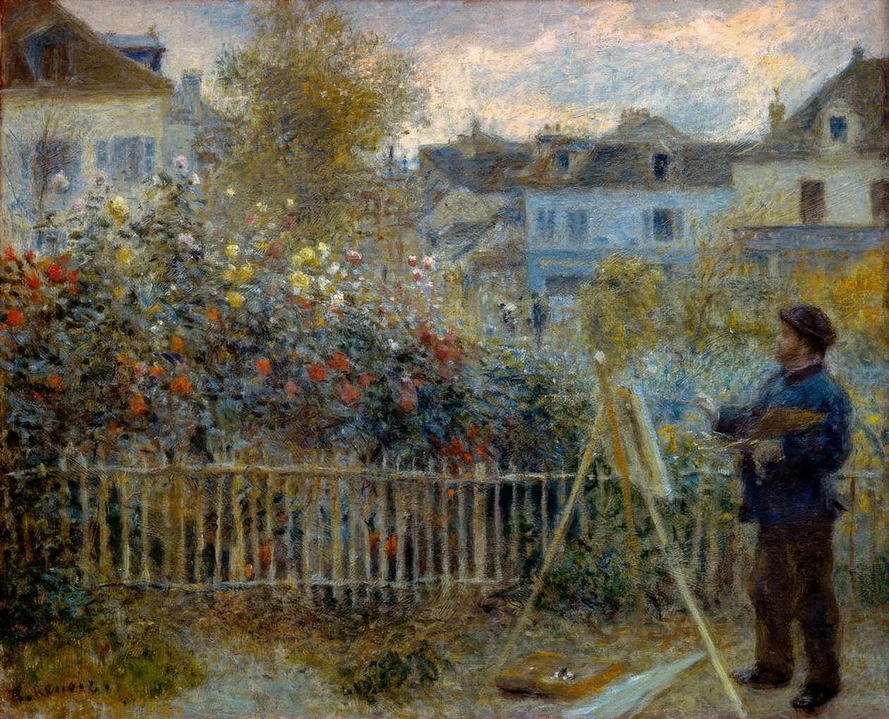 Monet maler i sin have ved Argenteuil af Pierre Auguste Renoir