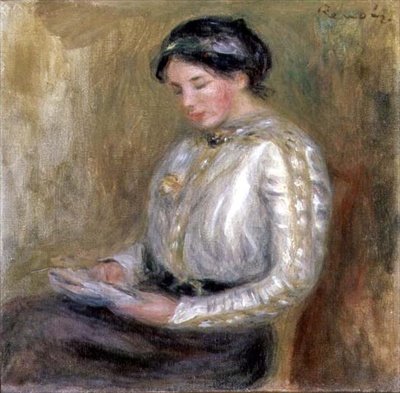 Læsning (olie på lærred) af Pierre Auguste Renoir