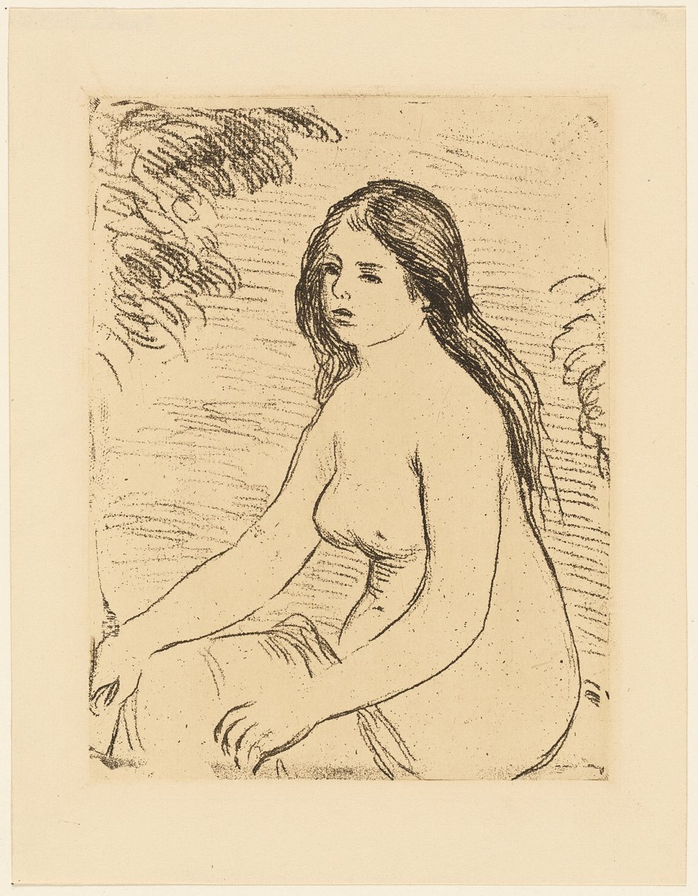 Siddende nøgen kvinde af Pierre Auguste Renoir