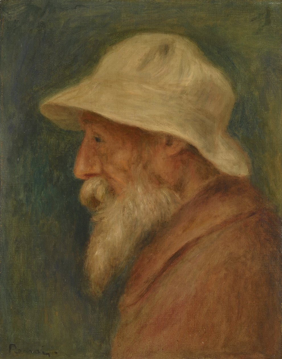 Selvportræt med hvid hat, 1910 af Pierre Auguste Renoir