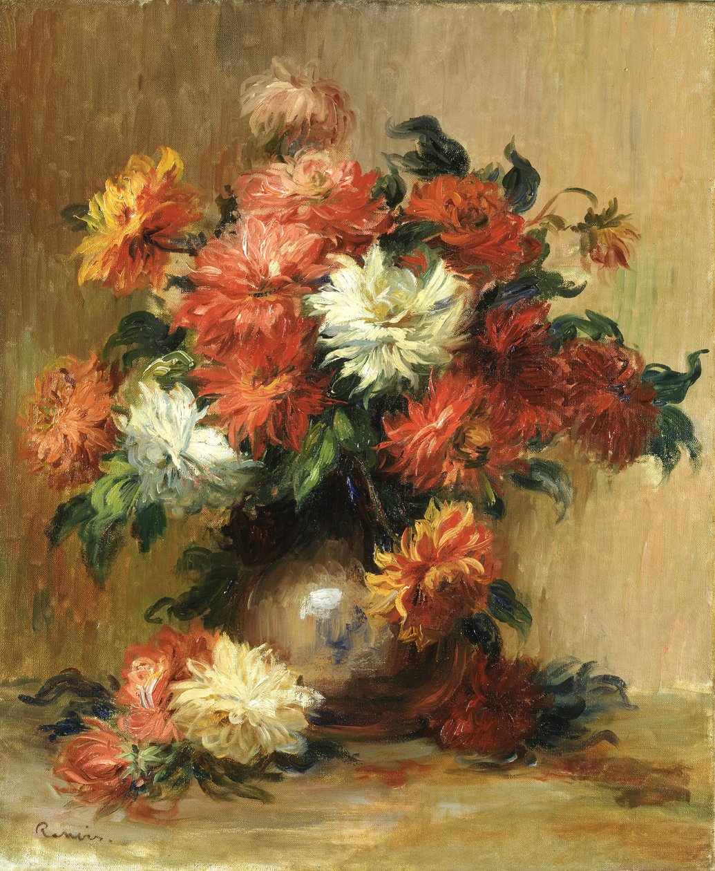 Stilleben med dahliaer, ca. 1886-1890 af Pierre Auguste Renoir