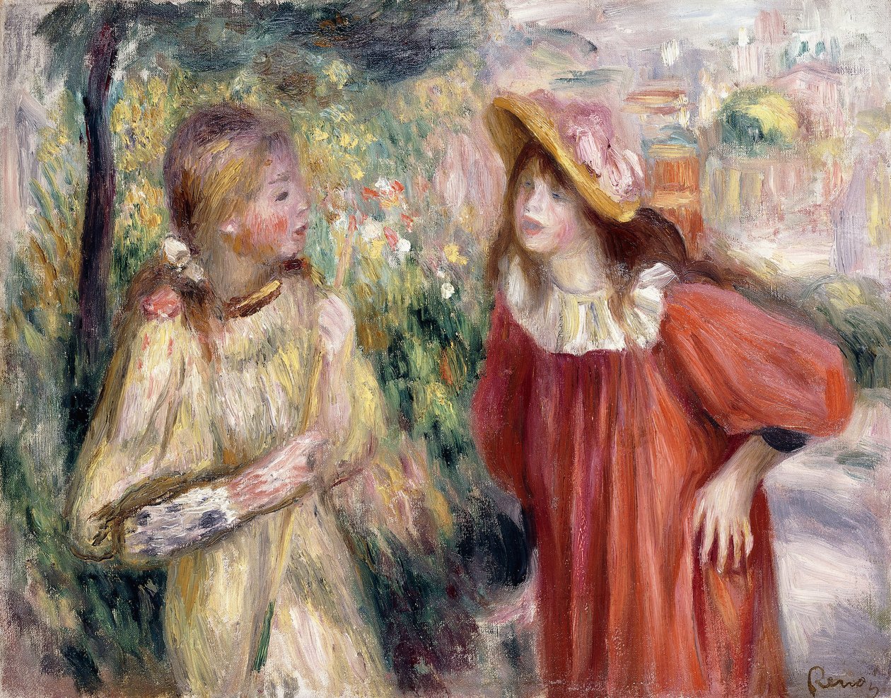 Samtalen, 1895 af Pierre Auguste Renoir