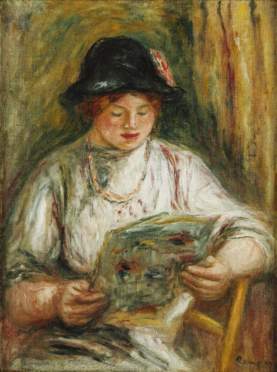 Kvinde læsning; Kvinde læser, ca. 1910-12 af Pierre Auguste Renoir