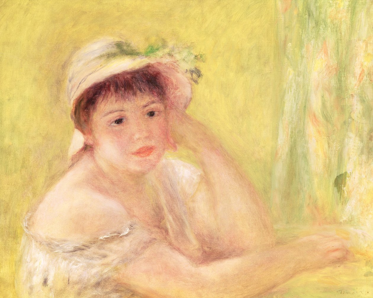 Kvinde i stråhat, 1879 af Pierre Auguste Renoir