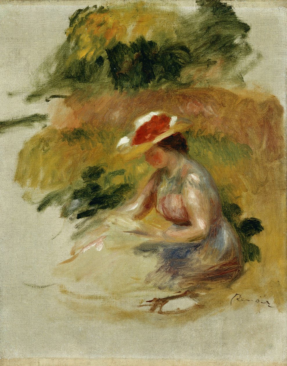 Ung kvinde læser; Ung kvinde læser, af Pierre Auguste Renoir
