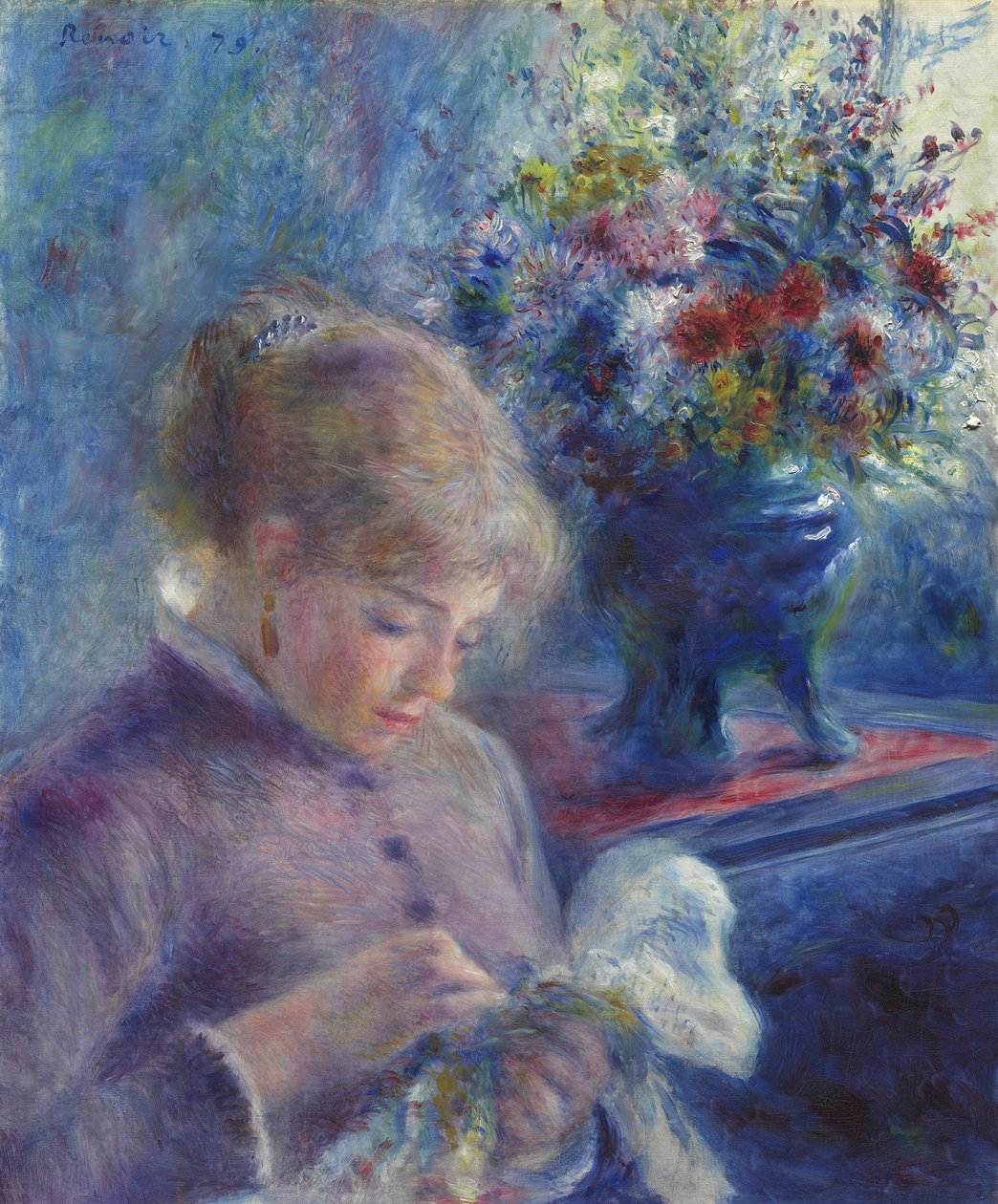 Ung kvinde syning, 1879 af Pierre Auguste Renoir