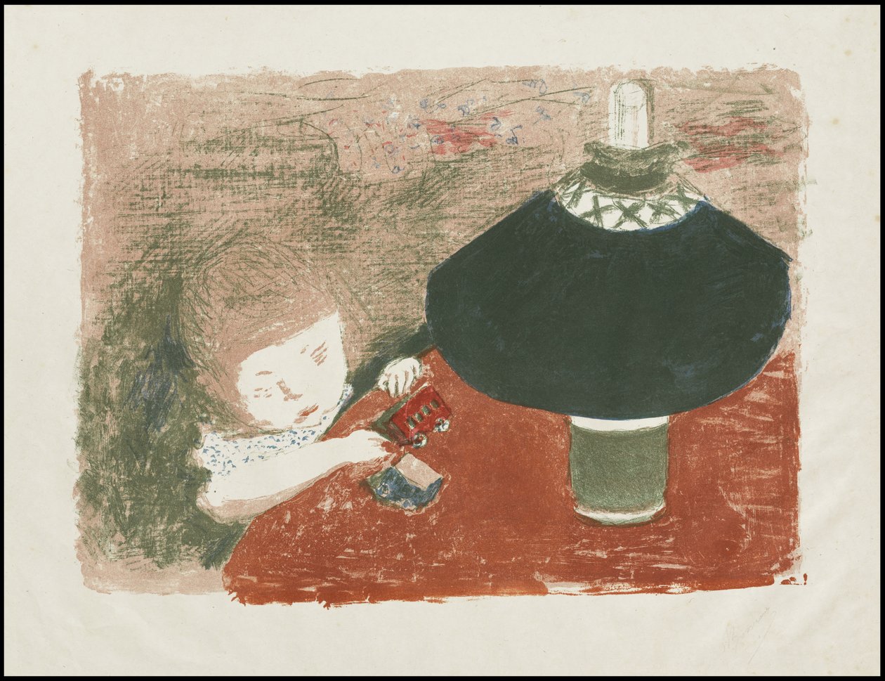 Barn med lampe af Pierre Bonnard