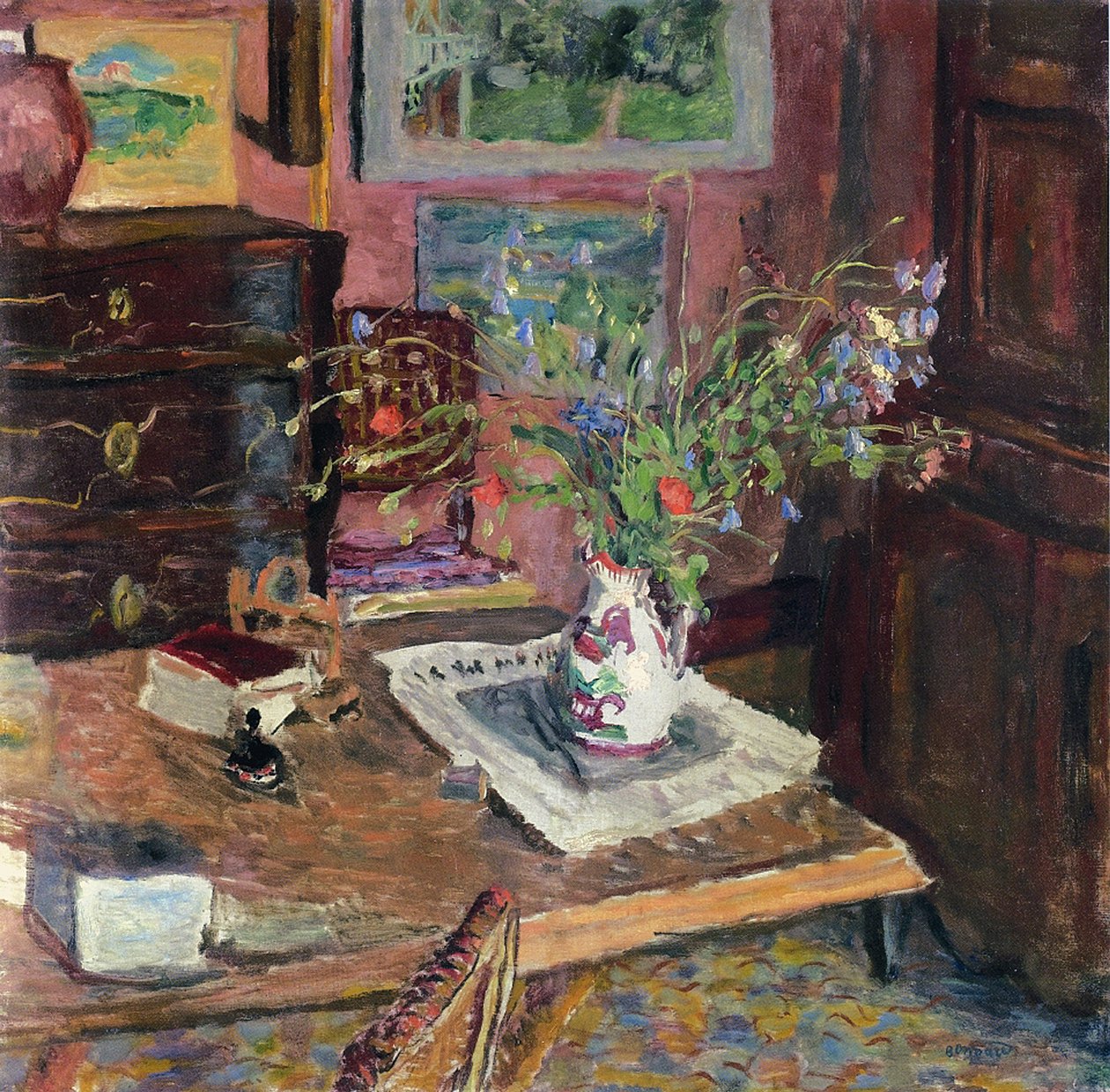 Interiør med blomster, ca. 1910 af Pierre Bonnard