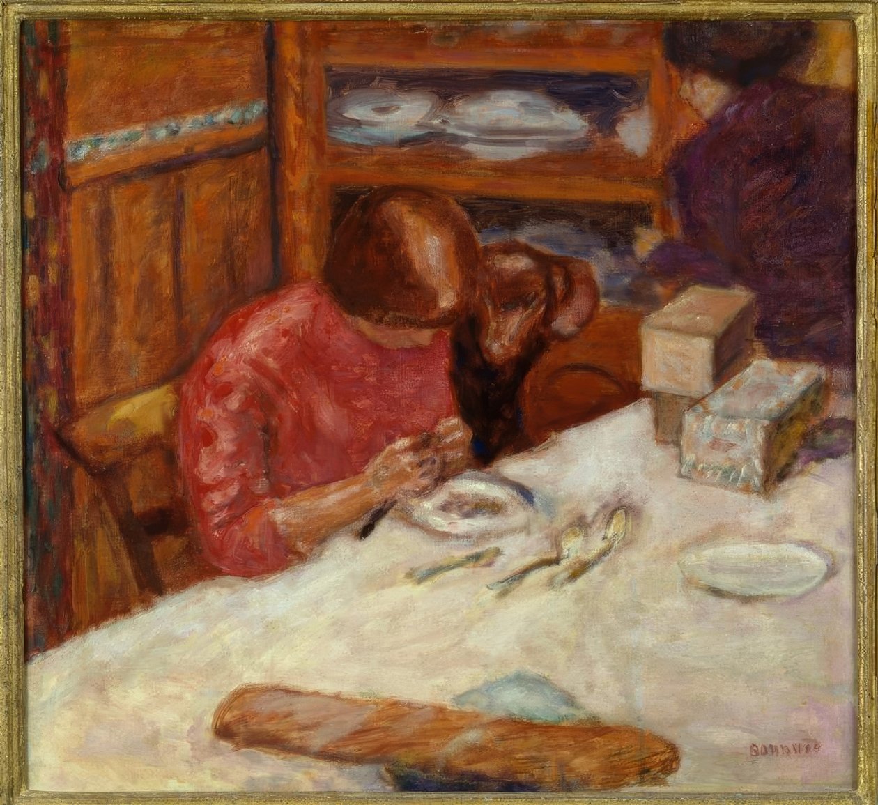 Interiør eller kvinden med en hund af Pierre Bonnard