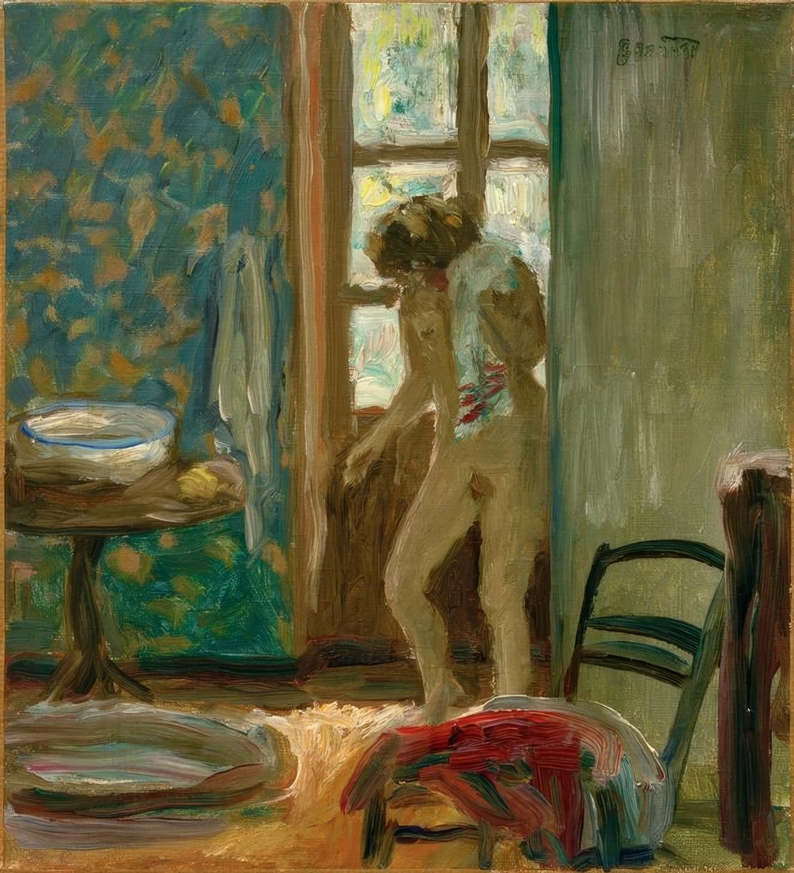 Toilettet. Håndklæde nøgen af Pierre Bonnard
