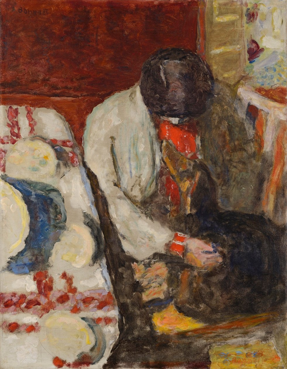 Marthe med den hvide dug, 1926. af Pierre Bonnard