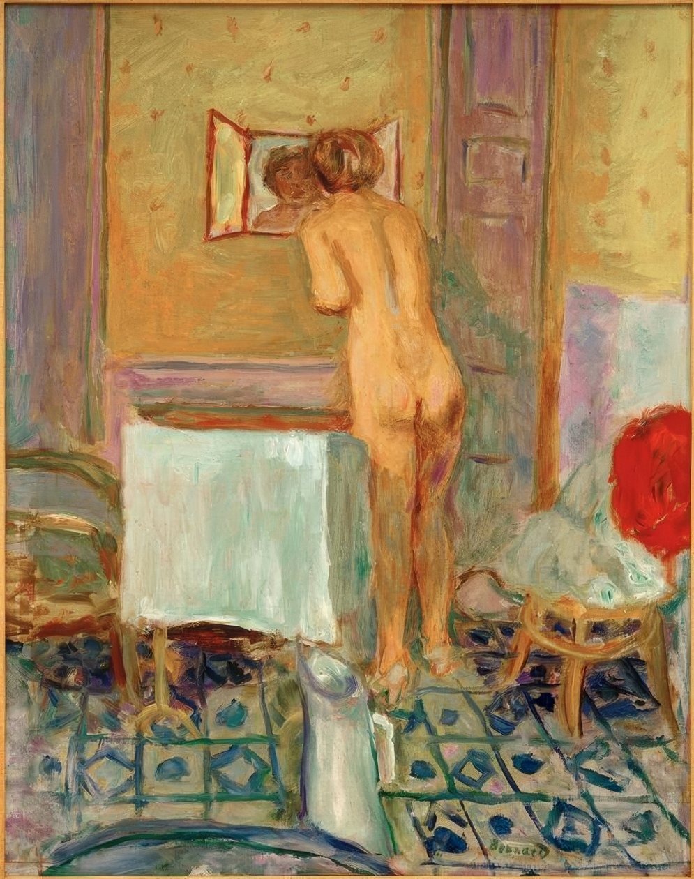 Nøgen i det røde klæde eller Nøgen på toilettet af Pierre Bonnard