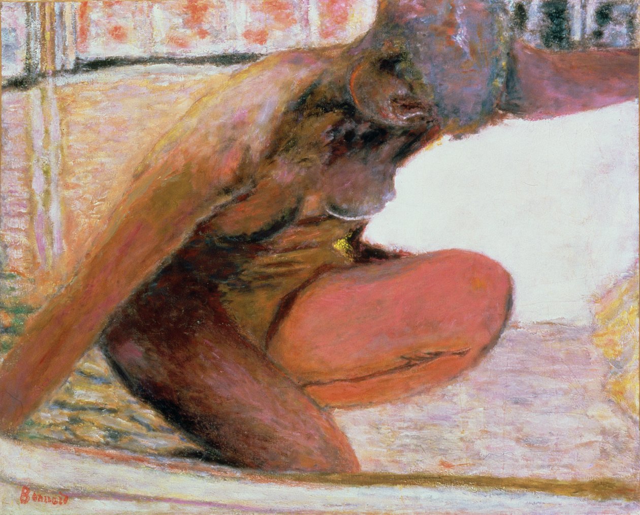Nøgen Crouching in the Bath, 1940 af Pierre Bonnard