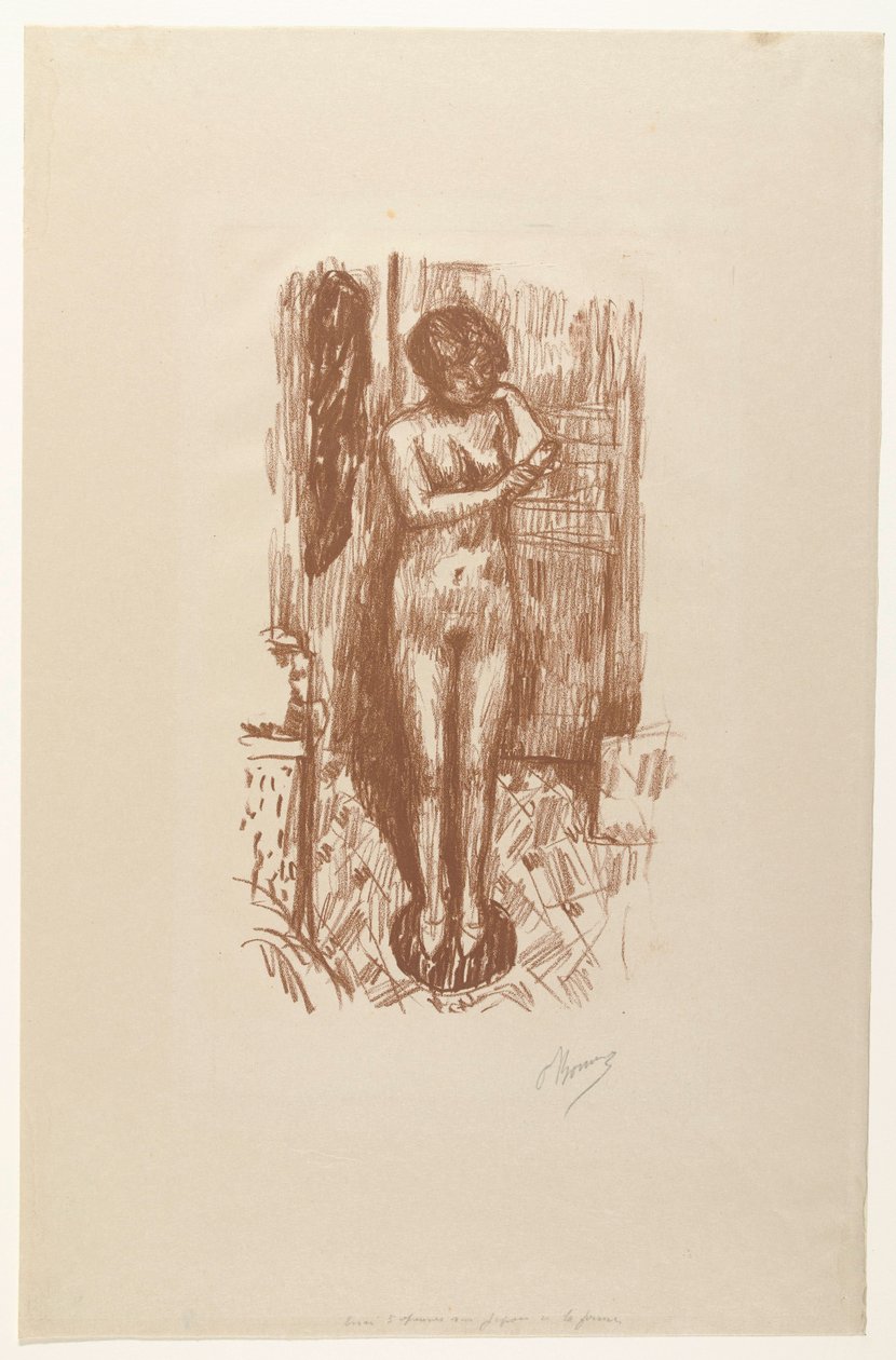 Stående nøgen kvinde vasker sig Etude de Nu af Pierre Bonnard