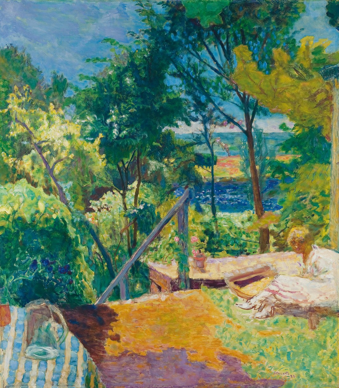 The Terrace at Vernon, 1923dani af Pierre Bonnard