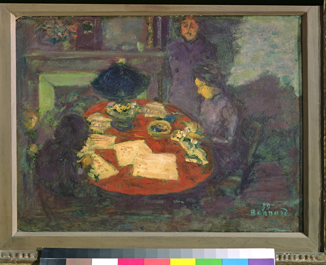 Under lampen, 1899 (olie på pap) af Pierre Bonnard