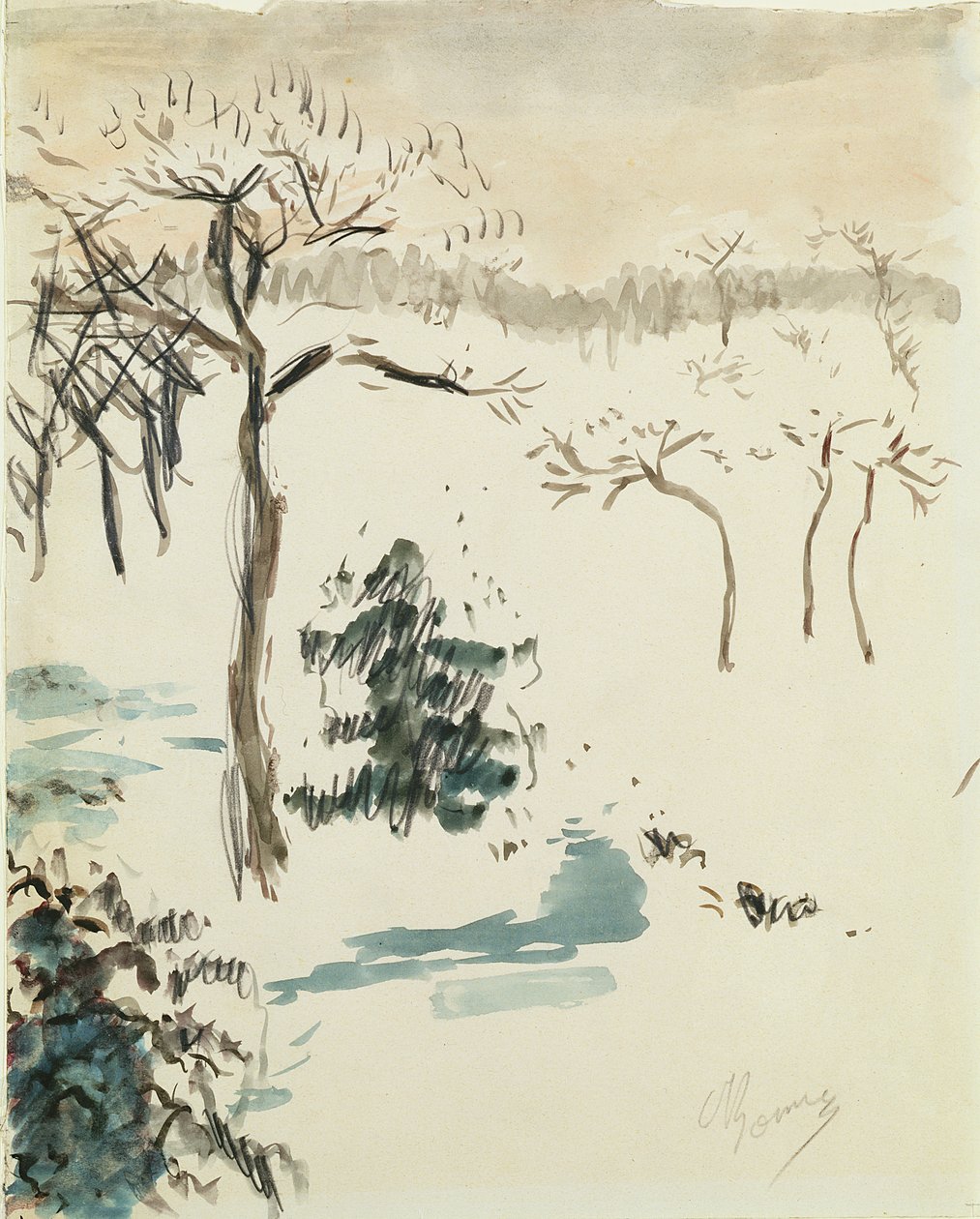 Winter Landscape, 1910 (wc & blyant på papir) af Pierre Bonnard
