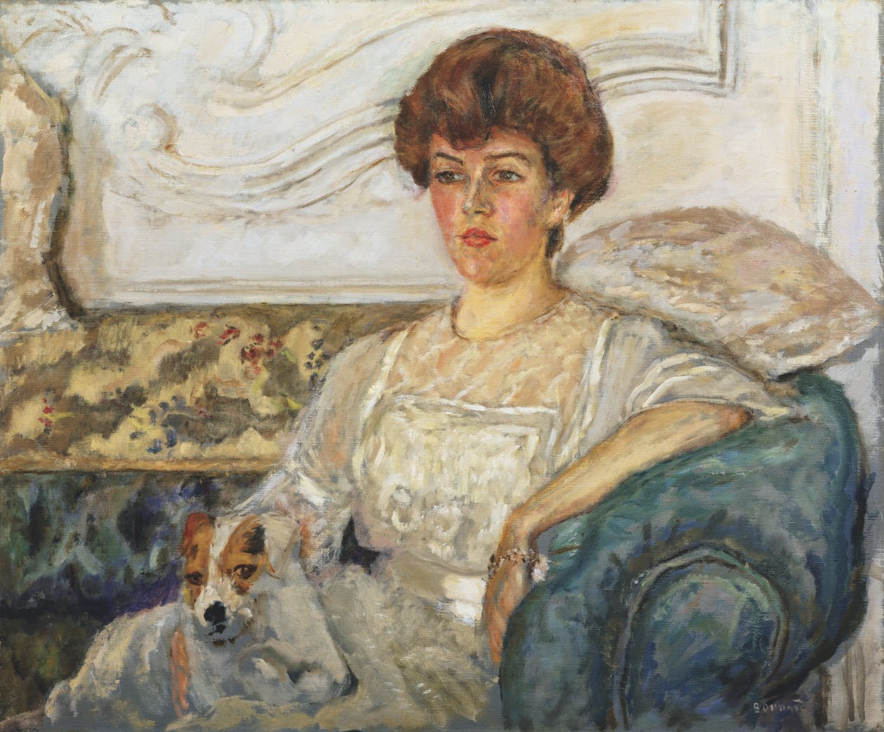 Kvinde på en blå sofa af Pierre Bonnard