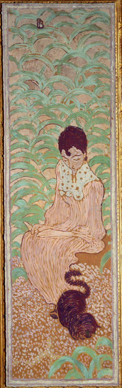 Kvinde sidder ved katten af Pierre Bonnard
