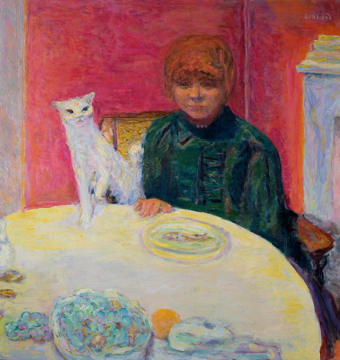 Kvinde med en kat, 1912 af Pierre Bonnard