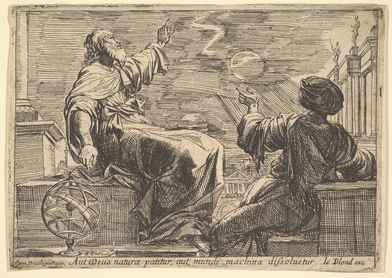 To filosoffer ser på en formørkelse, 1615-42. af Pierre Brebiette