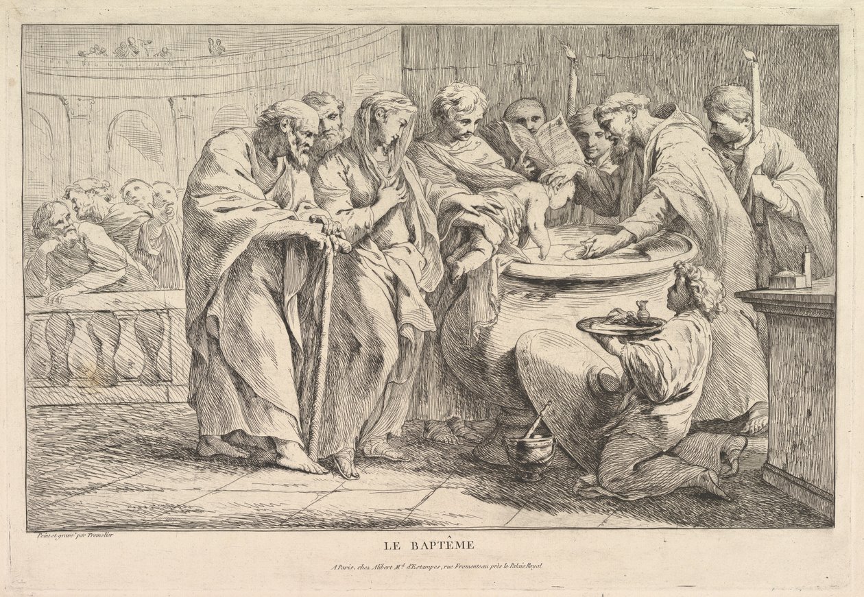 Dåben, ca. 1734. af Pierre Charles Tremolieres