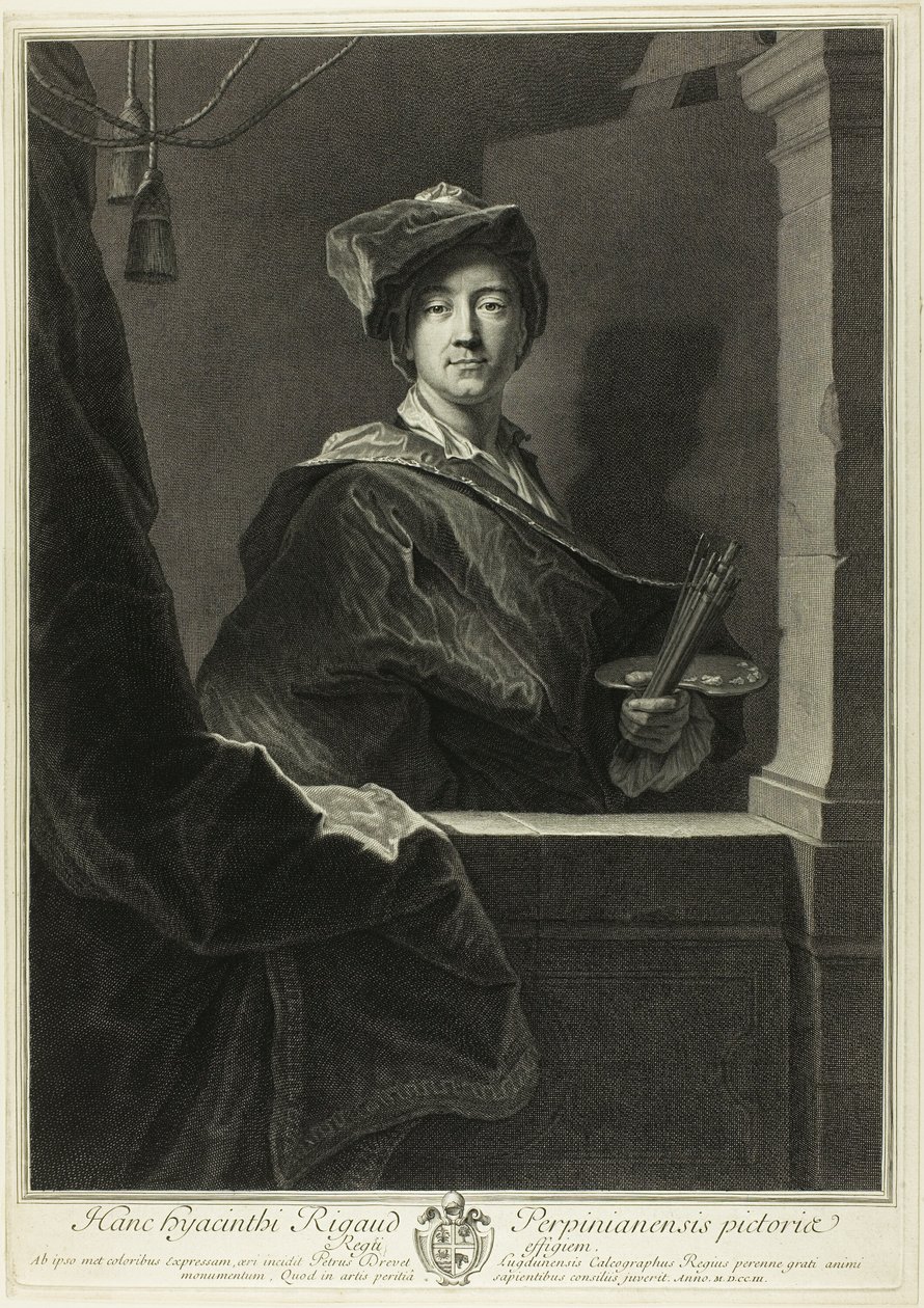 Portræt af Hyacinthe Rigaud af Pierre Drevet