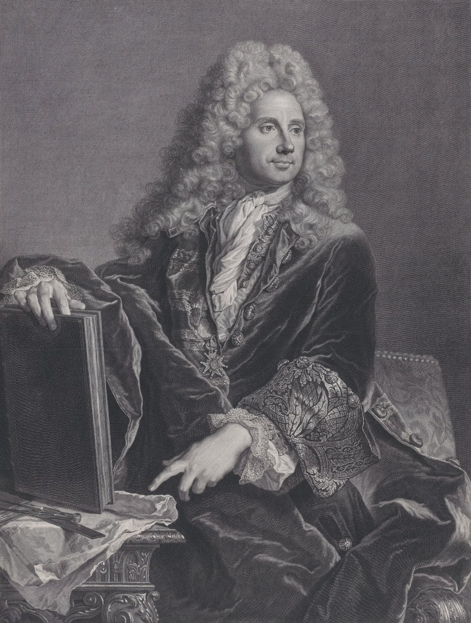Portræt af Robert de Cotte, 1722. af Pierre Drevet