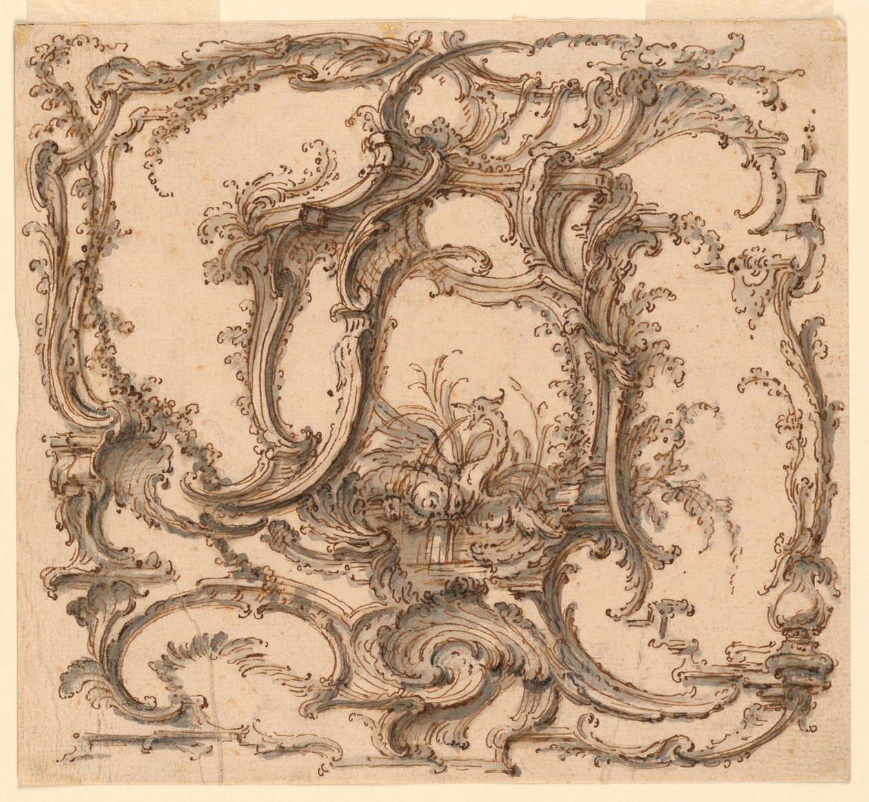 Tegning, ornamentkomposition, ca. 1745 af Pierre Edme Babel