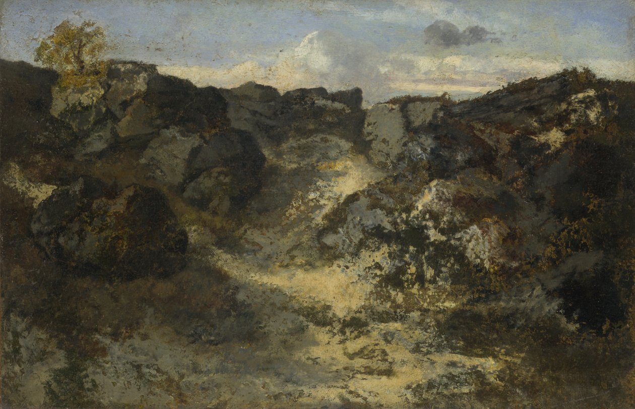 Klippelandskab, ca. 1840 af Pierre Etienne Theodore Rousseau