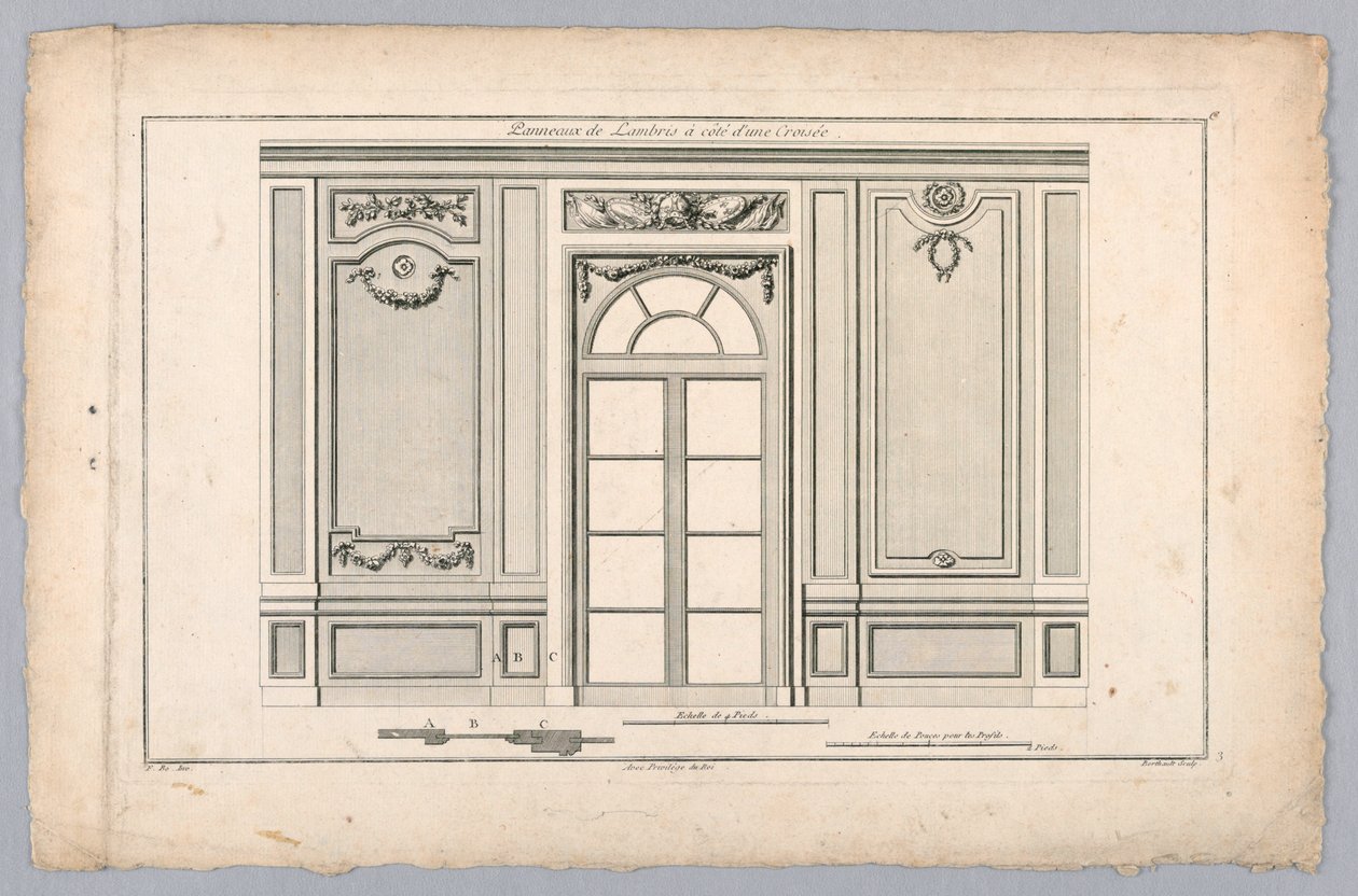 Væginteriør med dør af Pierre Gabriel Berthault