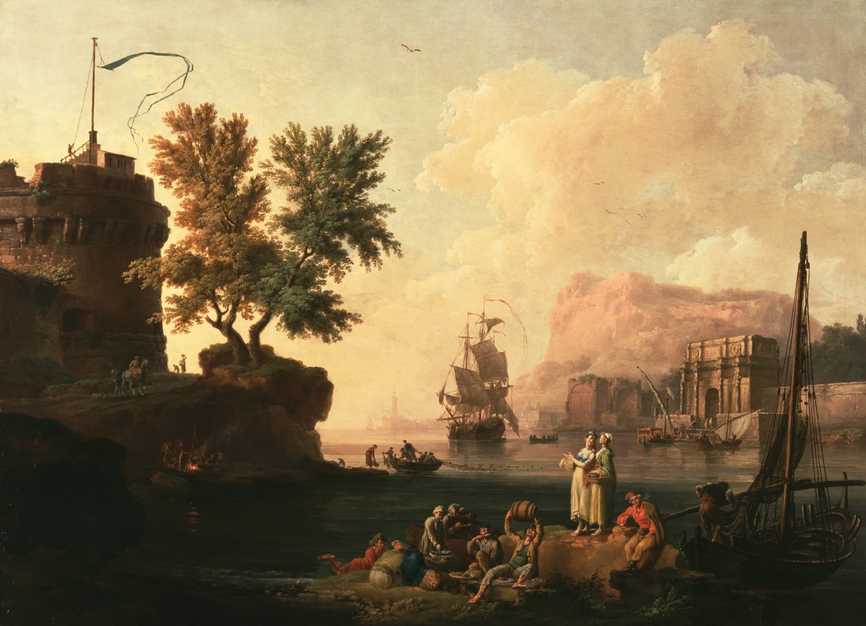 Middelhavets havnescene af Pierre Jacques Volaire
