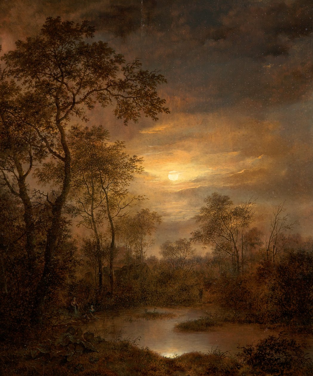 Moonlight Scene (maleri på panel) af Pierre Jean Hellemans