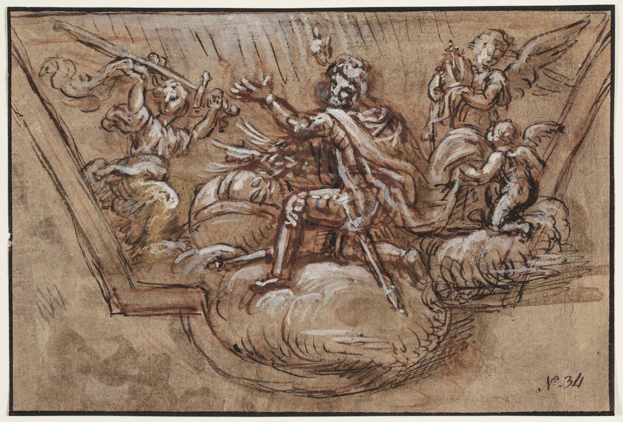 Udkast til loftsdekoration af Pierre Mignard