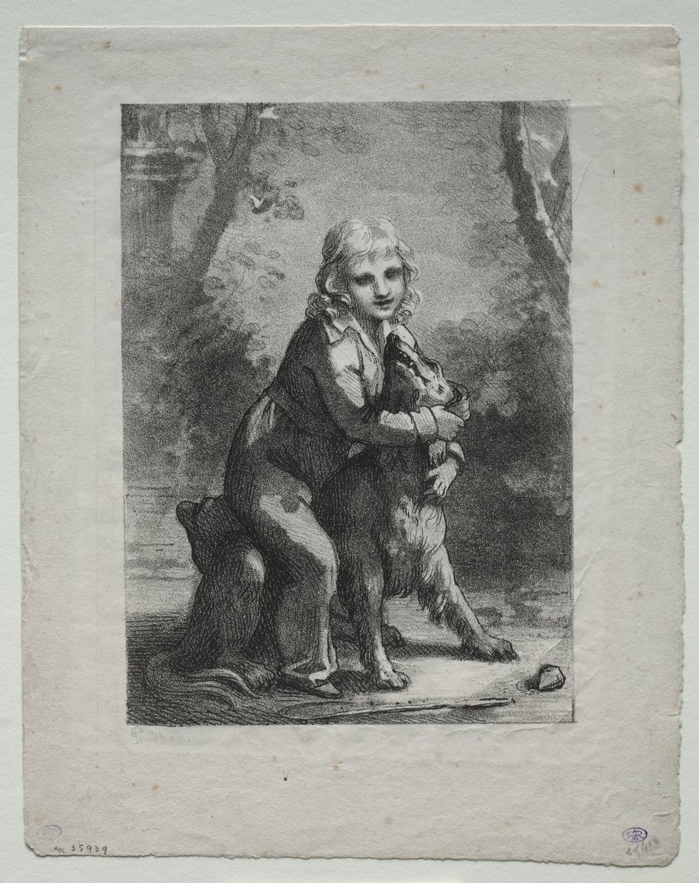 Dreng med hund af Pierre Paul Prud