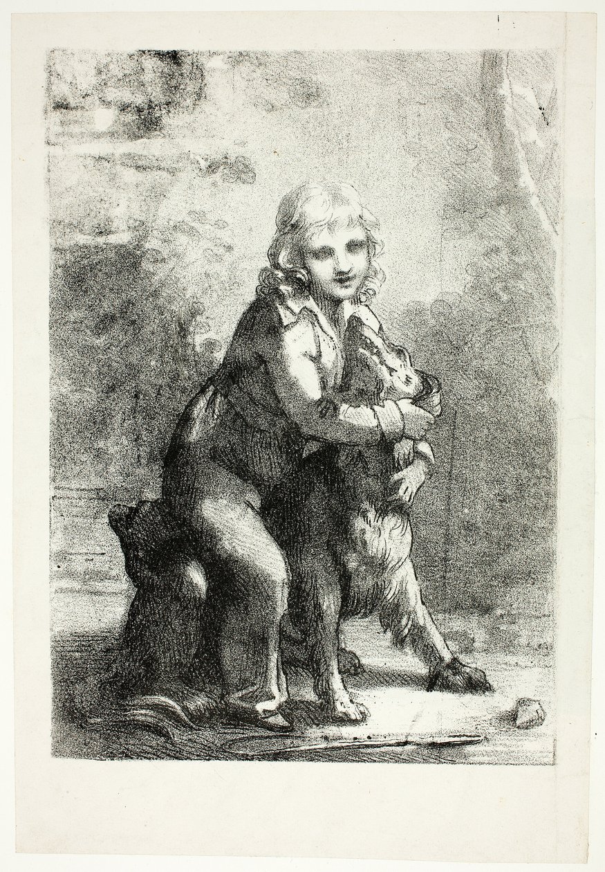 Barn med hund af Pierre Paul Prud