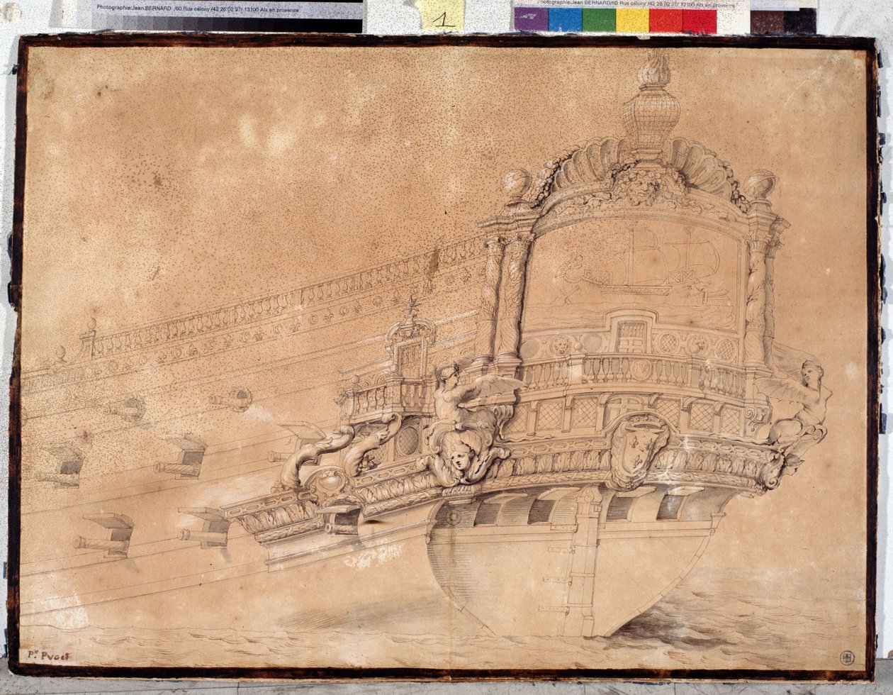 Bagsiden af skibet "Paris". (tegning) af Pierre Puget