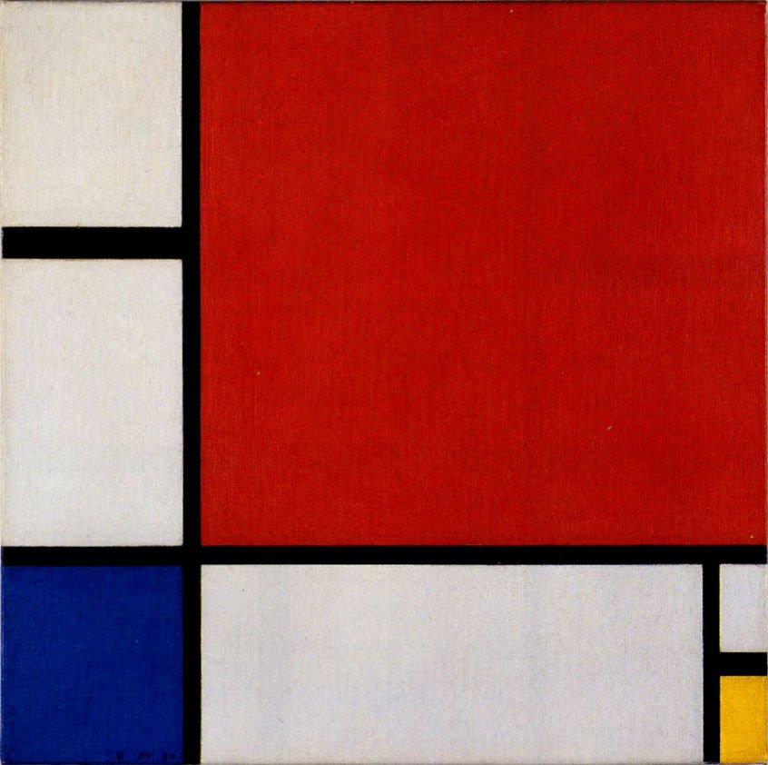 Sammensætning II i rød, blå og gul af Piet Mondrian