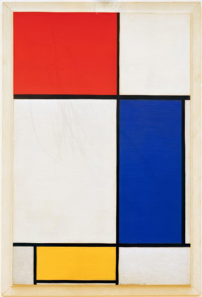 Sammensætning med rød, gul og blå af Piet Mondrian