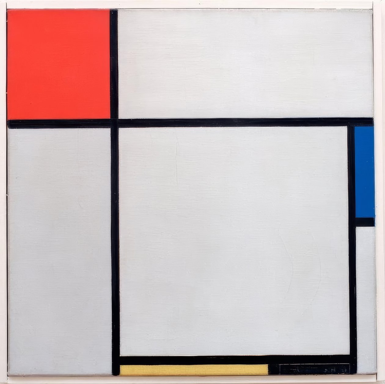 Sammensætning; Sammensætning med rød, blå, gul og sort af Piet Mondrian