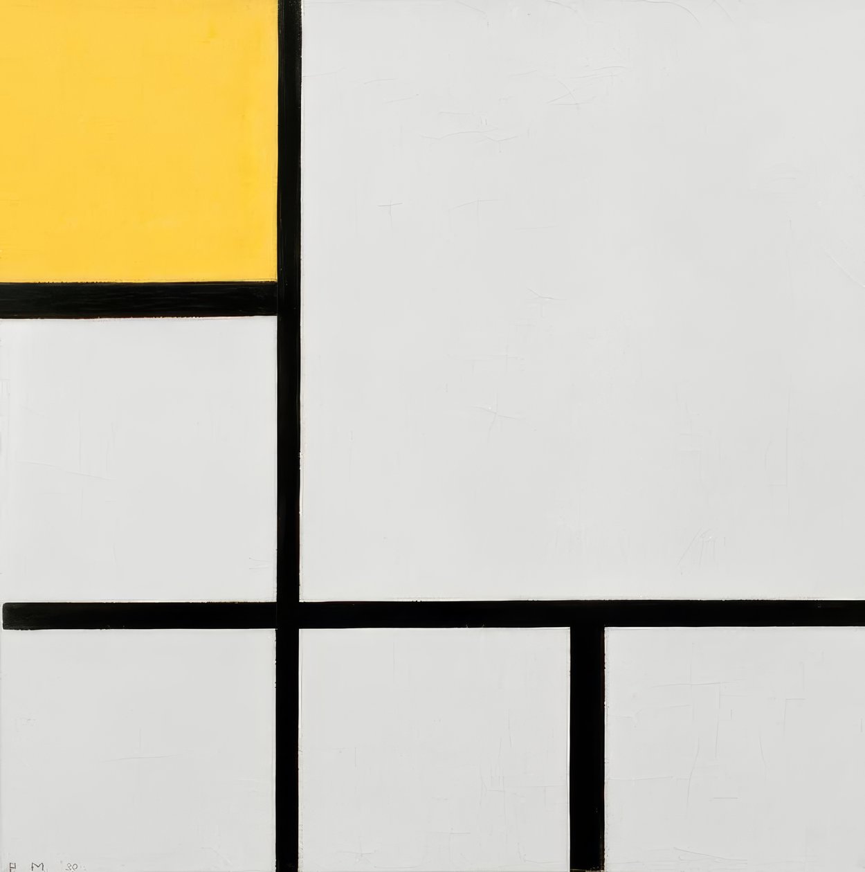 Sammensætning nr. I; Sammensætning med gul af Piet Mondrian