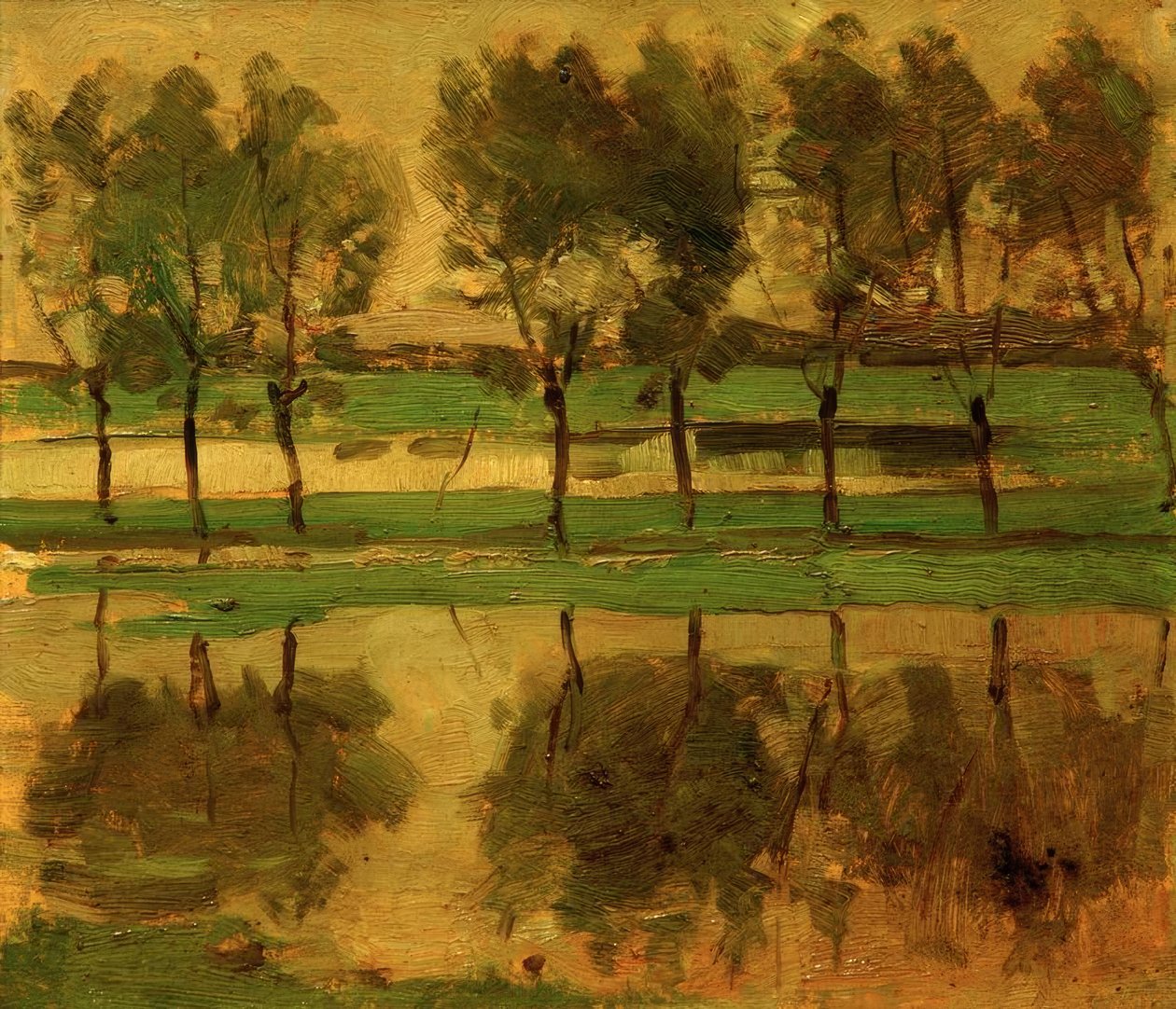 Piletræer med sol af Piet Mondrian