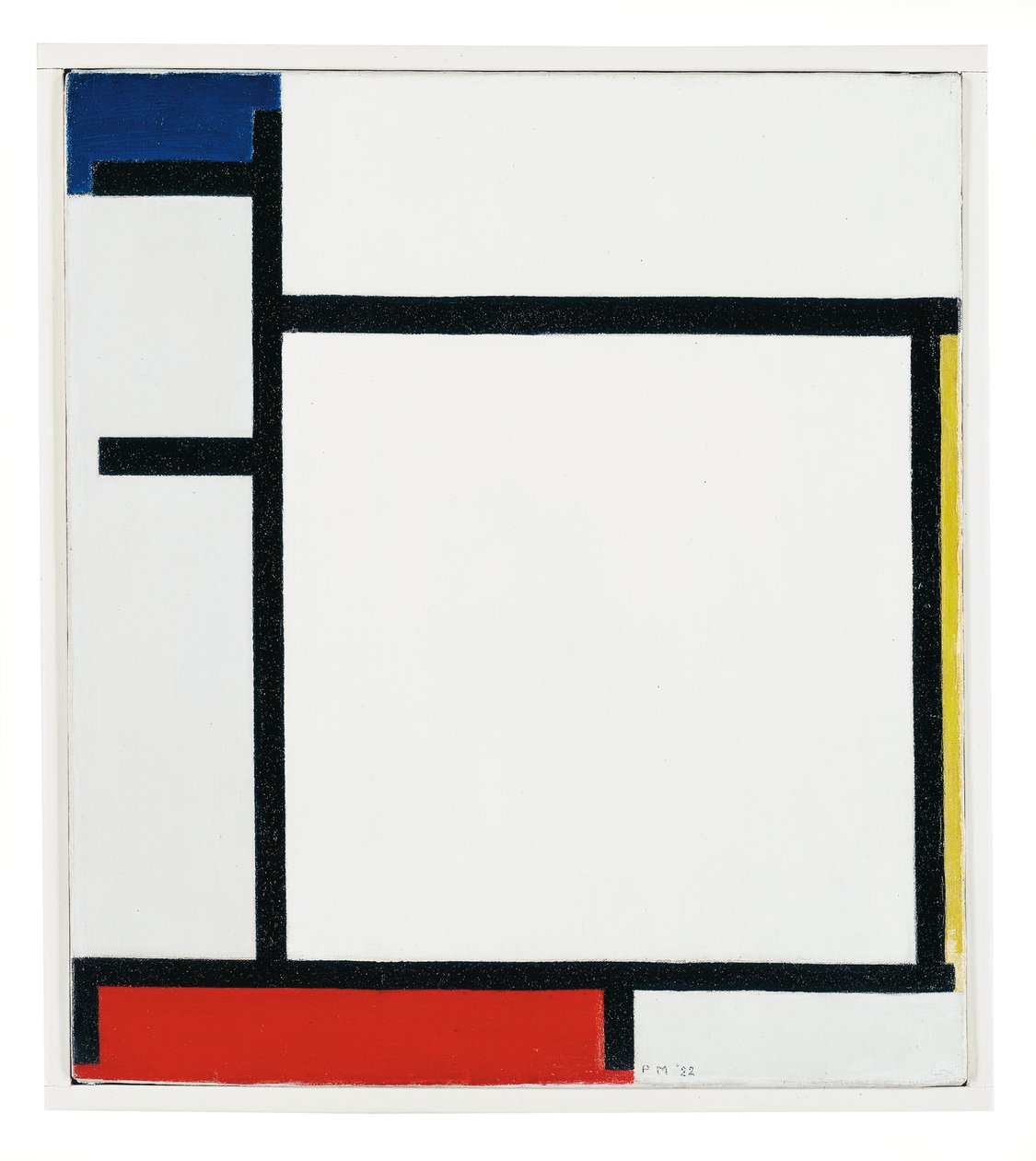 Sammensætning med blå, gul, rød og grå af Piet Mondrian