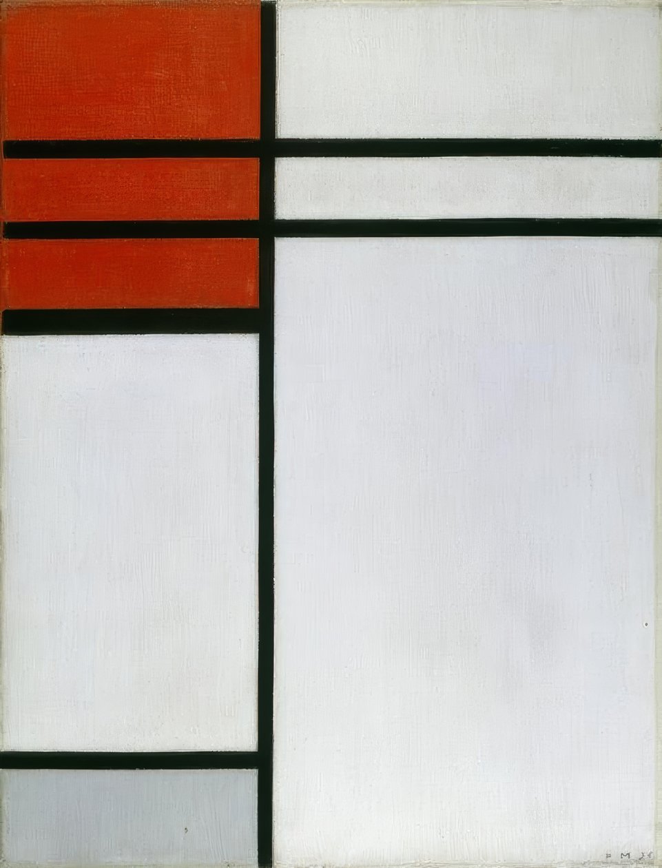 Sammensætning med rød af Piet Mondrian