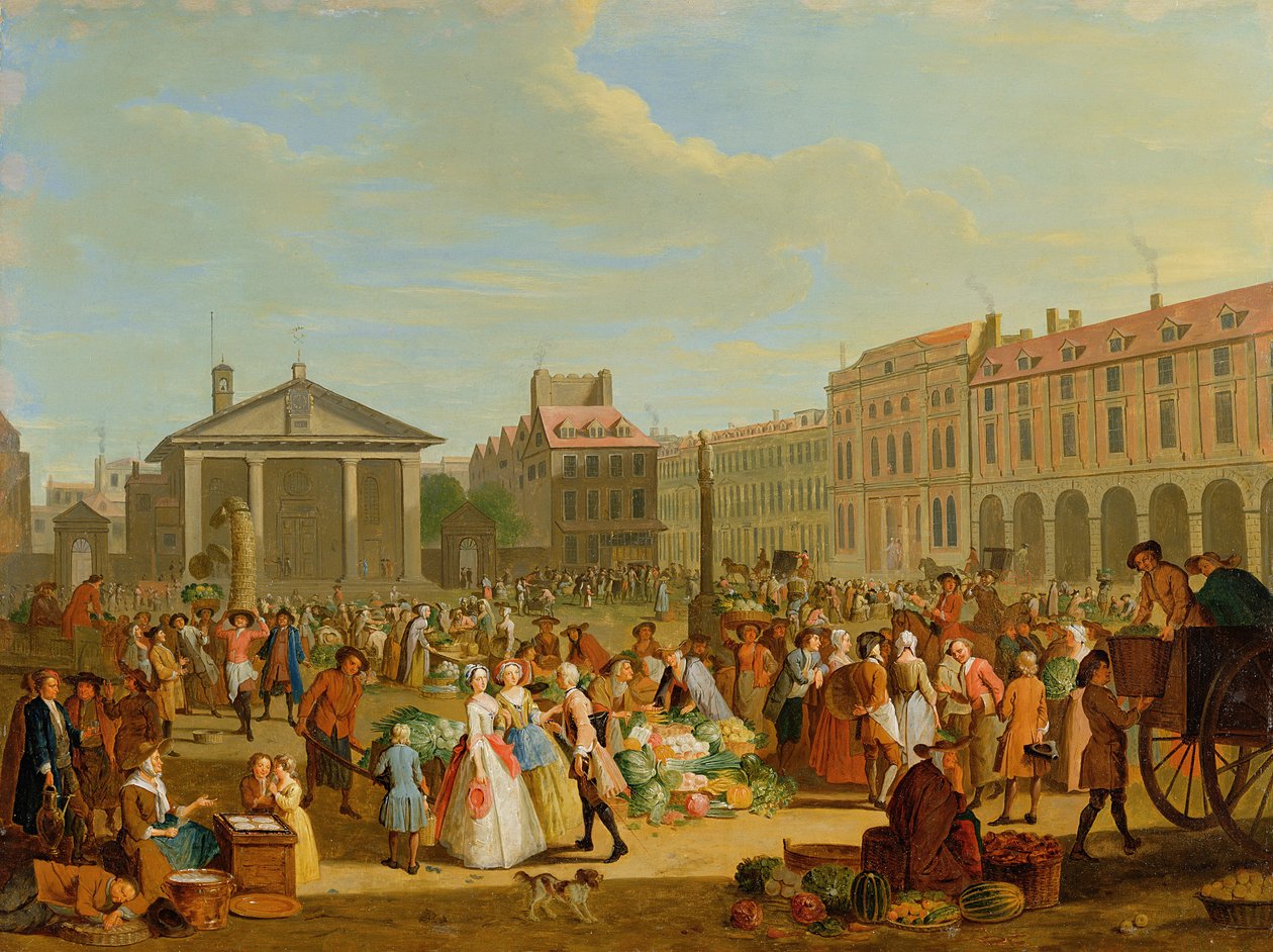 Covent Garden, ca. 1726 (olie på kobber) af Pieter Angillis