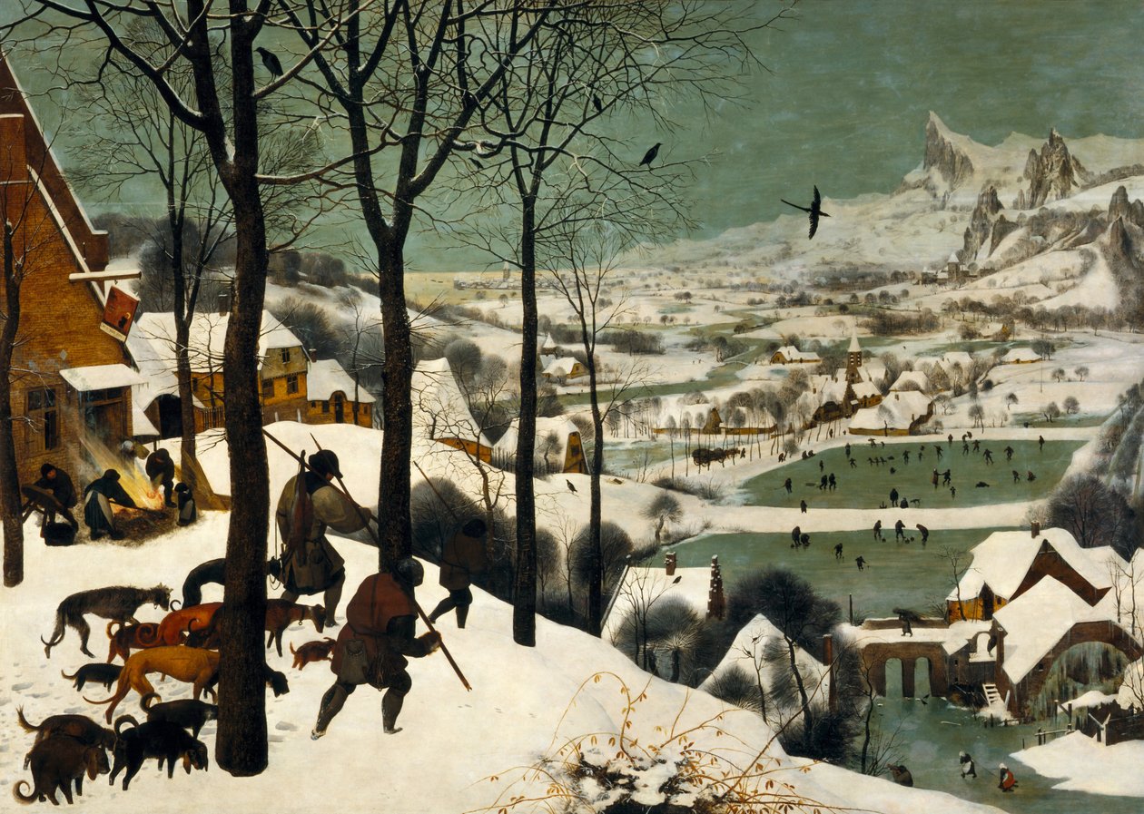 Månedlig cyklus, scene: Jægerne i sneens vinter af Pieter Bruegel the Elder