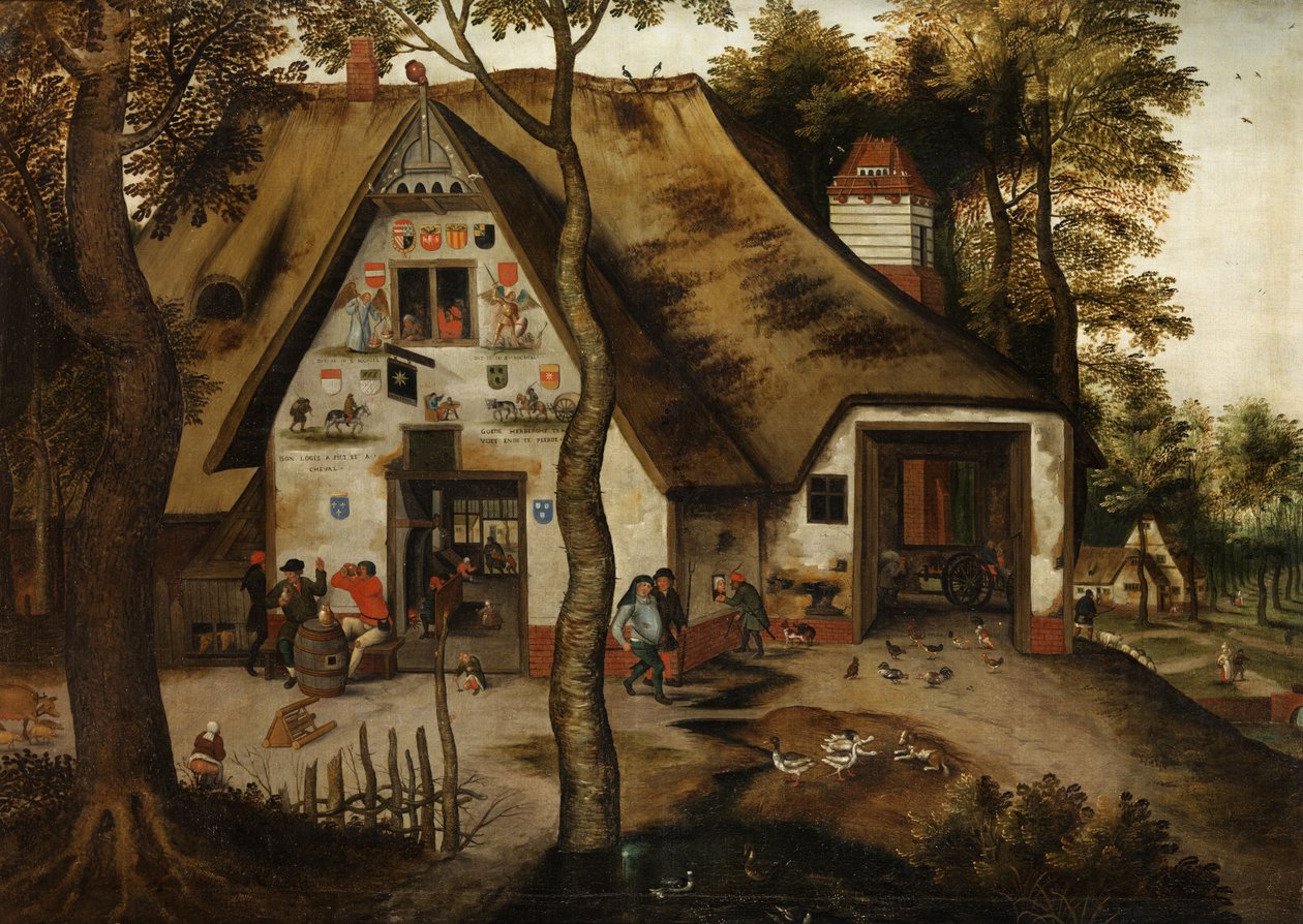 Landsby med et værtshus i St. Michael af Pieter Brueghel the Younger